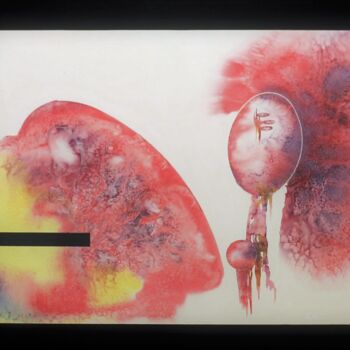 제목이 "Fusion 4"인 미술작품 Robert Serfati로, 원작, 수채화 목재 패널에 장착됨