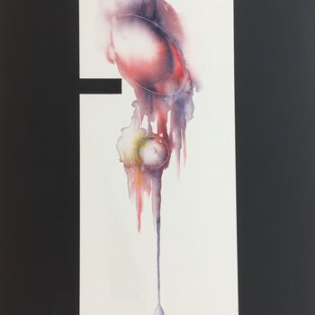 Painting titled "Goutte à goutte" by Robert Serfati, Original Artwork, Watercolor Mounted on Wood Panel