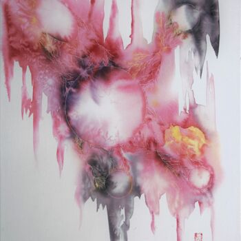 Peinture intitulée "Nubo 3" par Robert Serfati, Œuvre d'art originale, Aquarelle Monté sur Panneau de bois
