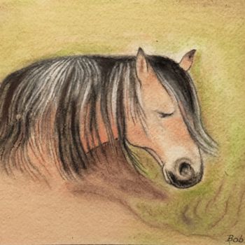 Pintura titulada "Cheval Henson endor…" por Bob, Obra de arte original, Pastel