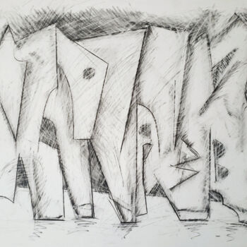 Disegno intitolato "study for plate gla…" da Robert Winslow, Opera d'arte originale, Grafite