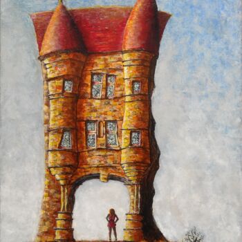 Картина под названием "Reims _ La porte du…" - Robert Wundele, Подлинное произведение искусства, Акрил Установлен на Деревян…