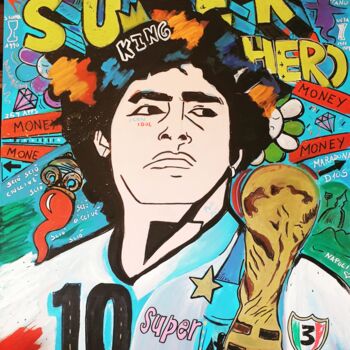 Digital Arts titled "Maradona 2.0" by Roberta Modena, Original Artwork, Digital Painting