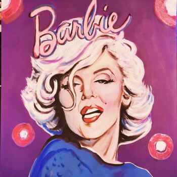 Painting titled "Marylin Barbie" by Roberta Modena, Original Artwork, Acrylic Mounted on Wood Stretcher frame