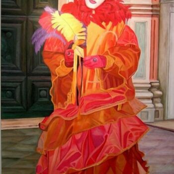 Painting titled "Plumes multicolores…" by Christian Robert, Original Artwork, Oil