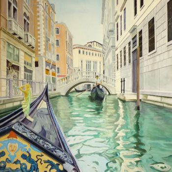 绘画 标题为“une gondole décorée…” 由Christian Robert, 原创艺术品, 油