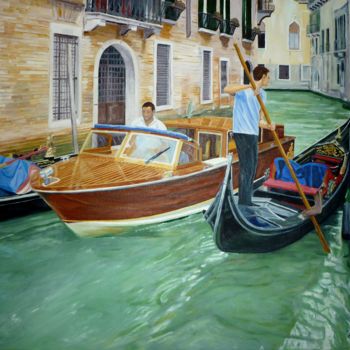 Painting titled "Bateau Riva" by Christian Robert, Original Artwork, Oil