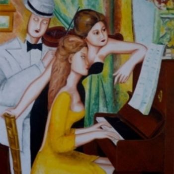 Painting titled "jeunes-filles-au-pi…" by Christian Robert, Original Artwork, Oil