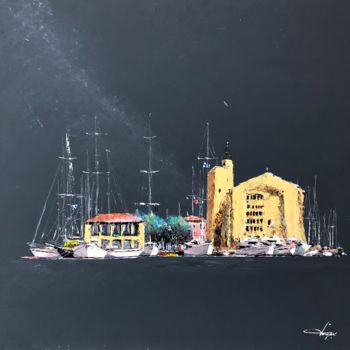 Peinture intitulée "Cité lacustre, Port…" par Robert Dorgnon, Œuvre d'art originale, Acrylique