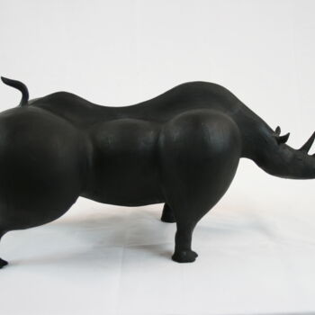 Sculpture titled "Rhino" by Roberto Barbuti, Original Artwork, Terra cotta