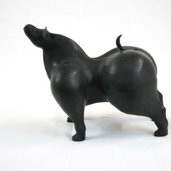Escultura intitulada "Bellowing bull" por Roberto Barbuti, Obras de arte originais, Terracota