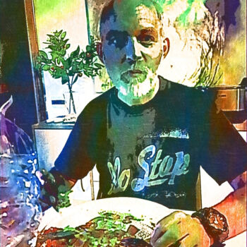 Цифровое искусство под названием "Mangiatore di pizza" - Roberto Bartoccini, Подлинное произведение искусства, Цифровая живо…