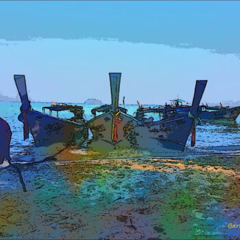 Digital Arts με τίτλο "Barche spiaggiate" από Roberto Bartoccini, Αυθεντικά έργα τέχνης, Ψηφιακή ζωγραφική