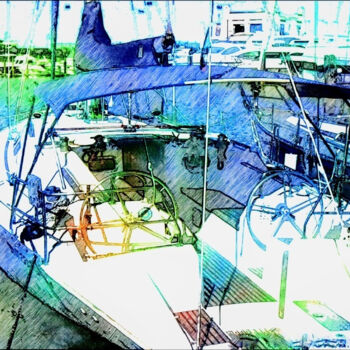 Digital Arts titled "Ormeggio barca" by Roberto Bartoccini, Original Artwork, Digital Painting