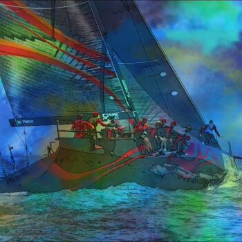 Arte digitale intitolato "Navigare in regata" da Roberto Bartoccini, Opera d'arte originale, Pittura digitale