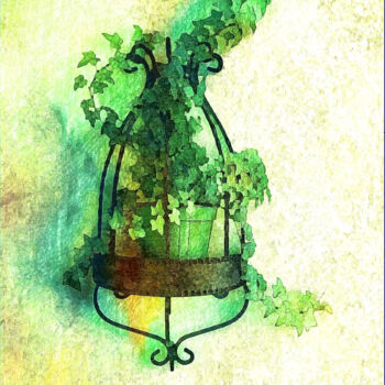 Digital Arts titled "Green ivy" by Roberto Bartoccini, Original Artwork, Digital Painting
