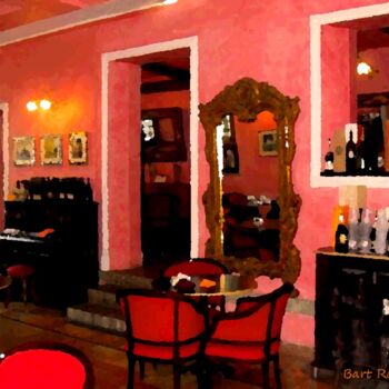 Arte digitale intitolato "Caffè - Sala rossa" da Roberto Bartoccini, Opera d'arte originale, Pittura digitale