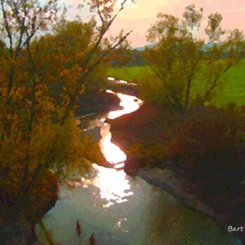 Arts numériques intitulée "Lungo il fiume" par Roberto Bartoccini, Œuvre d'art originale, Peinture numérique