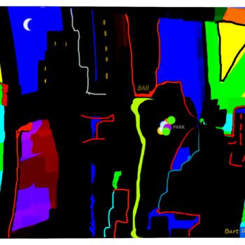Digitale Kunst getiteld "Notte in città" door Roberto Bartoccini, Origineel Kunstwerk, Digitaal Schilderwerk