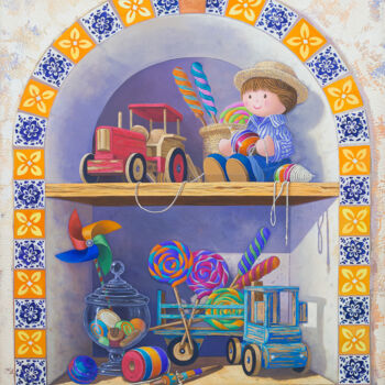 Pintura titulada "Alacena juguetes de…" por Roberto Benitez, Obra de arte original, Oleo