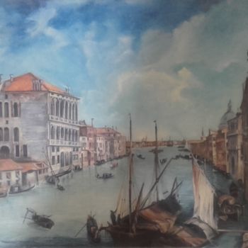 Peinture intitulée "Grand Canal-Venise" par Pasqualon Sebastien, Œuvre d'art originale, Huile