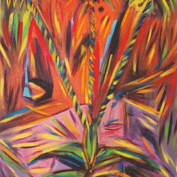 Painting titled "tre palme così" by Roberto Curoso, Original Artwork