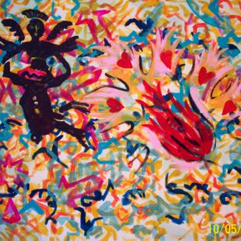 Peinture intitulée "hell's flowers stan…" par Roberto Curoso, Œuvre d'art originale, Huile