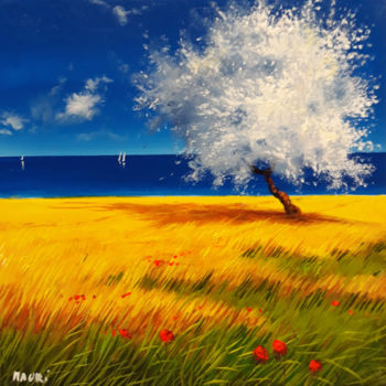 Peinture intitulée "" Yellow country "" par Roberto Mauri, Œuvre d'art originale, Huile