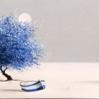 Peinture intitulée "" Spiaggia " (blue)" par Roberto Mauri, Œuvre d'art originale, Huile