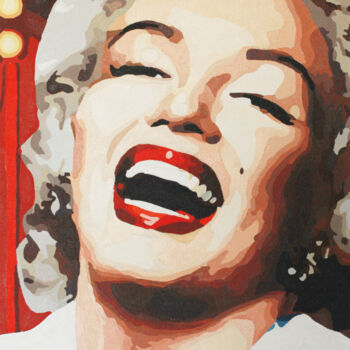 Pintura intitulada "Retrato Marilyn Mon…" por Roberto Nunes, Obras de arte originais, Acrílico Montado em Armação em madeira
