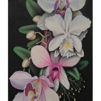 Painting titled "ORQUIDEAS DE ENSUEÑO" by Roberto Pittino, Original Artwork, Watercolor