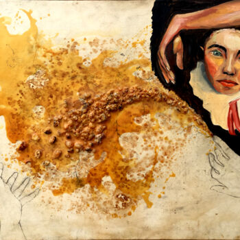 Картина под названием "Arlequín" - Roberto Rivas, Подлинное произведение искусства, Масло Установлен на Деревянная панель