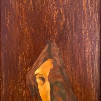 Painting titled "The smoker" by Roberto Rivas, Original Artwork, Oil Mounted on Wood Stretcher frame