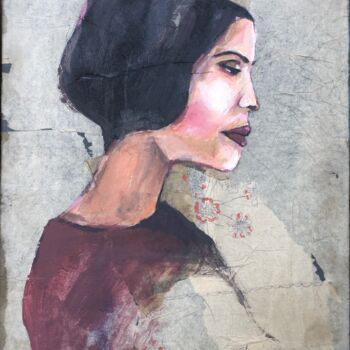 Painting titled "Woman_9" by Roberto Rivas, Original Artwork, Acrylic Mounted on Wood Stretcher frame