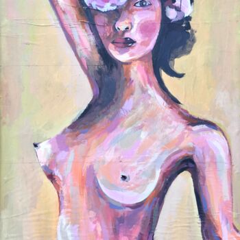Painting titled "Woman_10" by Roberto Rivas, Original Artwork, Acrylic Mounted on Wood Stretcher frame