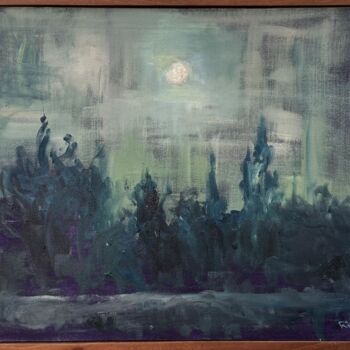 Painting titled "night moon" by Roberto Rivas, Original Artwork, Oil