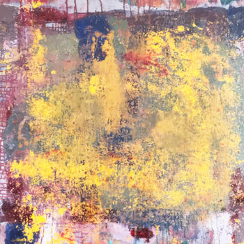 Painting titled "Yellow in Ruins" by Roberto Romei Rotondo, Original Artwork, Oil Mounted on Wood Stretcher frame