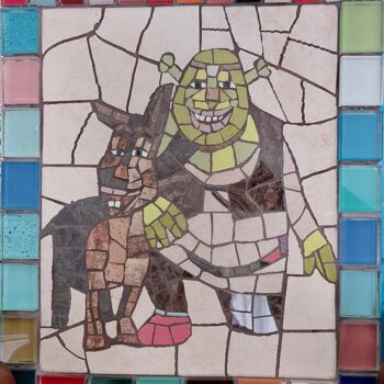Sculpture intitulée "Quadro in mosaico…" par Roberto Rubiola, Œuvre d'art originale, Mosaïque Monté sur Panneau de bois