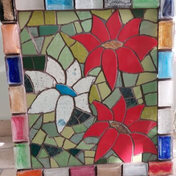 Sculpture titled "Quadro in mosaico…" by Roberto Rubiola, Original Artwork, Mosaic Mounted on Wood Panel