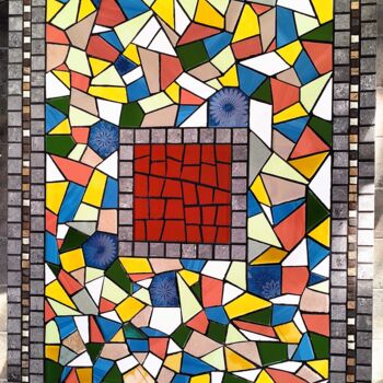 Sculpture titled "Tavolo mosaicato 80…" by Roberto Rubiola, Original Artwork, Mosaic