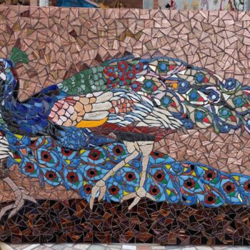 Sculpture titled "Quadro in mosaico…" by Roberto Rubiola, Original Artwork, Mosaic Mounted on Wood Panel
