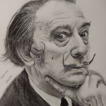 Drawing titled "Dalí" by Roberto Sallén, Original Artwork, Graphite