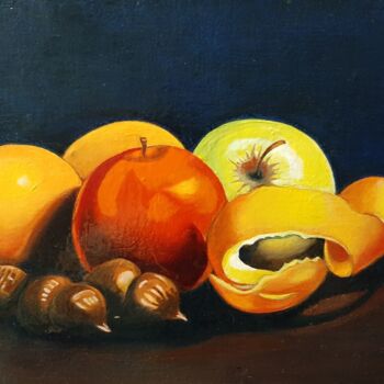 Painting titled "Frutta" by Roberto Tedoldi, Original Artwork, Oil