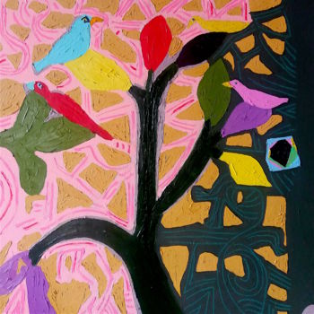 Peinture intitulée "l'albero di palma -…" par Roberto Aere, Œuvre d'art originale, Acrylique