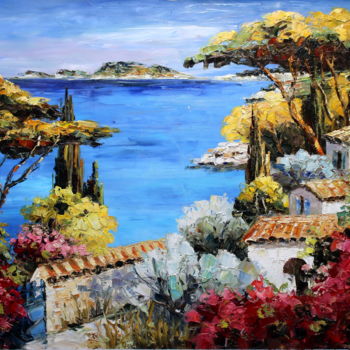 Painting titled "Paysage de la Mer" by Roberto Fisano, Original Artwork, Oil