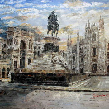 Painting titled "Milan Cathedral" by Roberto Fisano, Original Artwork, Oil