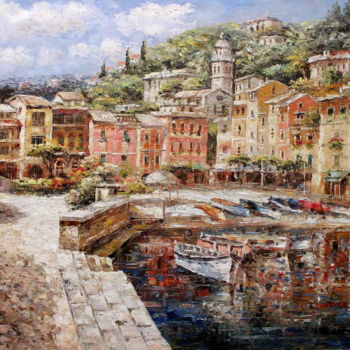Painting titled "Portofino Afternoon" by Roberto Fisano, Original Artwork, Oil