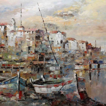 Painting titled "Fishing Villages Ex…" by Roberto Fisano, Original Artwork, Oil