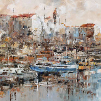 Painting titled "Fishing Villages Ex…" by Roberto Fisano, Original Artwork, Oil