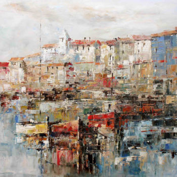 Malerei mit dem Titel "Fishing Villages Ex…" von Roberto Fisano, Original-Kunstwerk, Öl